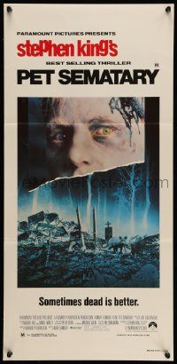 2m036 PET SEMATARY Aust daybill '89 Stephen King's best selling thriller, cool graveyard image!