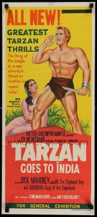 2m040 TARZAN GOES TO INDIA Aust daybill '62 great image of Jock Mahoney as the King of the Jungle!