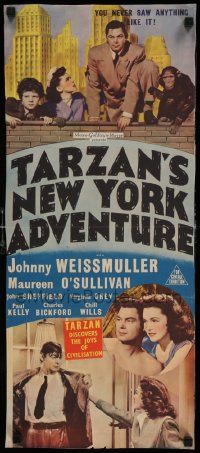 2m042 TARZAN'S NEW YORK ADVENTURE Aust daybill '42 Johnny Weissmuller, Maureen O'Sullivan!