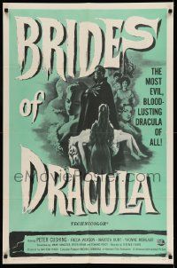 2m525 BRIDES OF DRACULA 1sh '60 Terence Fisher, Hammer, Peter Cushing as Van Helsing!