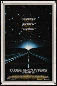 2m540 CLOSE ENCOUNTERS OF THE THIRD KIND 1sh '77 Spielberg's sci-fi classic, silver border design