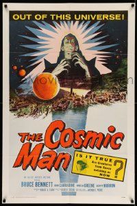 2m545 COSMIC MAN 1sh '59 artwork of soldiers & tanks attacking wacky creature from space!