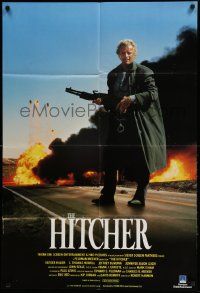 2m637 HITCHER English 1sh '86 C. Thomas Howell, different Rutger Hauer with shotgun!