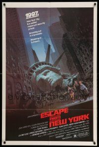 2m597 ESCAPE FROM NEW YORK studio style 1sh '81 Carpenter, decapitated Lady Liberty by Jackson!