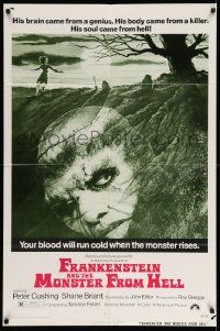 2m612 FRANKENSTEIN & THE MONSTER FROM HELL 1sh '74 your blood will run cold when he rises!