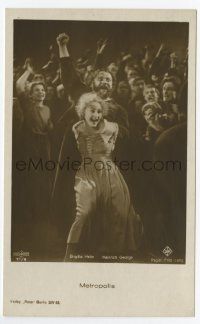 2m003 METROPOLIS German Ross postcard '27 Brigitte Helm as evil Maria incites the crowd to riot!