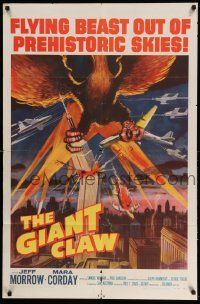 2m625 GIANT CLAW 1sh '57 great art of winged monster from 17,000,000 B.C. destroying city!