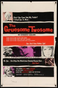 2m630 GRUESOME TWOSOME 1sh '67 Herschell G. Lewis, the screen seeps with carnage!
