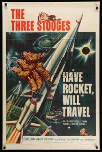 2m636 HAVE ROCKET WILL TRAVEL 1sh '59 wonderful sci-fi art of The Three Stooges in space!