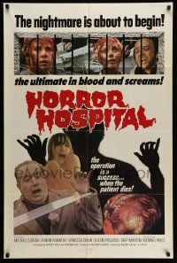 2m638 HORROR HOSPITAL 1sh '75 Michael Gough, English sci-fi horror, great images!