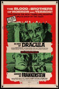 2m639 HORROR OF FRANKENSTEIN/SCARS OF DRACULA 1sh '71 with the blood-brothers of horror & terror!