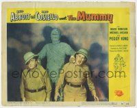 2m269 ABBOTT & COSTELLO MEET THE MUMMY LC #2 '55 c/u of monster Eddie Parker holding Bud & Lou!