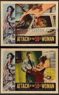 2m454 ATTACK OF THE 50 FT WOMAN 2 LCs '58 enormous hand grabbing car + Hayes undressing!