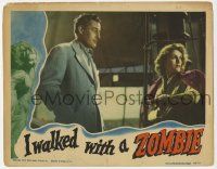 2m311 I WALKED WITH A ZOMBIE LC '43 Val Lewton, Jacques Tourneur, Tom Conway stares at Frances Dee