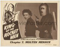 2m328 KING OF THE ROCKET MEN chapter 7 LC '49 c/u of Coffin in costume holding gun by Mae Clarke!