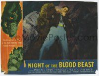 2m346 NIGHT OF THE BLOOD BEAST LC #4 '58 great c/u of monster choking Michael Emmet from behind!