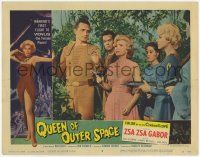 2m353 QUEEN OF OUTER SPACE LC #3 '58 great image of Zsa Zsa Gabor holding astronauts at gunpoint!