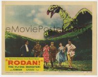 2m363 RODAN LC #5 '57 cool image of six Japanese people running away from The Flying Monster!