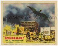 2m364 RODAN LC #7 '57 Sora no Daikaiju Radon, art of The Flying Monster over destroyed Fukuoka!