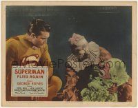 2m369 SUPERMAN FLIES AGAIN LC '54 great c/u George Reeves in costume staring at two clowns, rare!