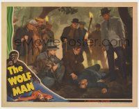2m392 WOLF MAN LC '41 Claude Rains & men find unconscious Lon Chaney after he becomes human again!