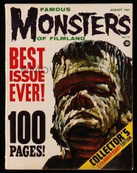 2m068 FAMOUS MONSTERS OF FILMLAND #13 magazine August 1961 best issue ever, w/ Frankenstein cover!