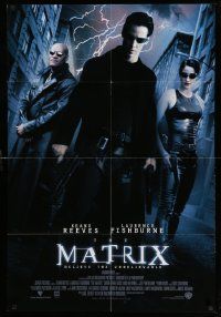 2m699 MATRIX int'l 1sh '99 Keanu Reeves, Carrie-Anne Moss, Fishburne, ultra-rare lightning style!