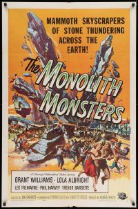 2m709 MONOLITH MONSTERS 1sh '57 classic Reynold Brown sci-fi art of living skyscrapers!