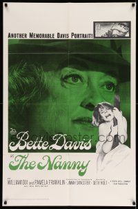 2m718 NANNY 1sh '65 creepy close up portrait of Bette Davis, Hammer horror!