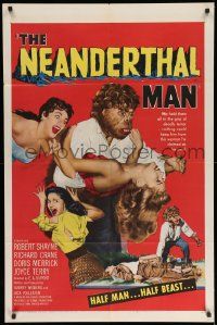 2m719 NEANDERTHAL MAN 1sh '53 great wacky monster image, nothing could keep him from his woman!
