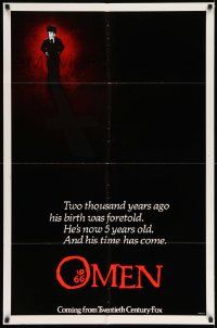2m734 OMEN style B recalled int'l teaser 1sh '76 Gregory Peck, Lee Remick, Satanic horror!