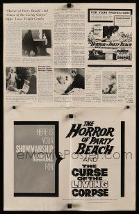 2m130 HORROR OF PARTY BEACH/CURSE OF THE LIVING CORPSE pressbook '64 horror double-bill!