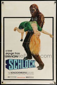 2m762 SCHLOCK 1sh '73 John Landis horror comedy, wacky art of ape man carrying sexy girl!
