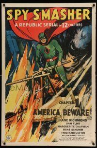 2m776 SPY SMASHER chapter 1 1sh '42 the Whiz Comics super hero fights Nazis undercover, great art!