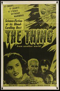 2m793 THING 1sh R57 Howard Hawks classic horror, it strikes without warning from another world!