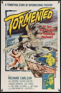 2m801 TORMENTED 1sh '60 great art of the sexy she-ghost of Haunted Island, supernatural passion!