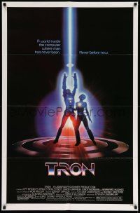 2m804 TRON 1sh '82 Walt Disney sci-fi, Jeff Bridges in a computer, cool special effects!