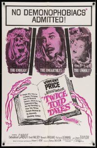 2m805 TWICE TOLD TALES 1sh '63 Vincent Price, Nathaniel Hawthorne, a trio of unholy horror!