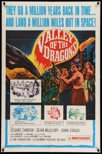 2m812 VALLEY OF THE DRAGONS 1sh '61 Jules Verne, dinosaurs & giant spiders in a world time forgot!