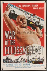 2m818 WAR OF THE COLOSSAL BEAST 1sh '58 art of the towering terror from Hell by Albert Kallis!