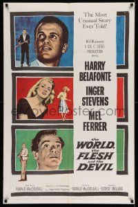 2m833 WORLD, THE FLESH & THE DEVIL 1sh '59 Inger Stevens, Harry Belafonte & Mel Ferrer!