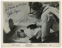 2m056 JOHN AGAR signed 8x10.25 still '62 great close up as the monster from Hand of Death!