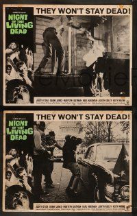 2m448 NIGHT OF THE LIVING DEAD 3 LCs '68 Duane Jones by house, reporters by car, girl comforted!