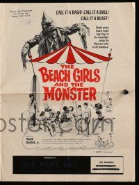 2m094 BEACH GIRLS & THE MONSTER pressbook '65 classic grade-Z movie, music by Frank Sinatra Jr