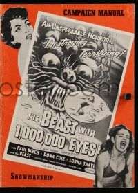 2m095 BEAST WITH 1,000,000 EYES pressbook '55 art of monster attacking sexy girl by Albert Kallis!