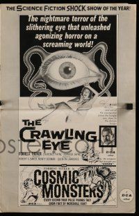 2m099 CRAWLING EYE/COSMIC MONSTERS pressbook '58 the science fiction shock show of the year!