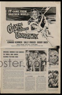 2m123 GIANT FROM THE UNKNOWN pressbook '58 art of wacky monster Buddy Baer grabbing near-naked girl!