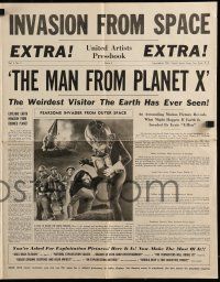 2m142 MAN FROM PLANET X pressbook '51 Edgar Ulmer sci-fi, Robert Clarke, cool newspaper layout!