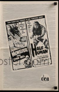 2m147 MONSTER FROM GREEN HELL/HALF HUMAN pressbook '57 terrifying terrors in 1 towering thrill show