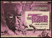 2m180 TERROR pressbook '63 art of Boris Karloff & girls in web by Reynold Brown, Roger Corman